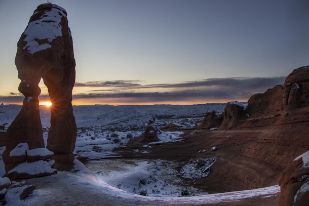 Delicate Arch sunset Arches NP near Moab Utah USA 