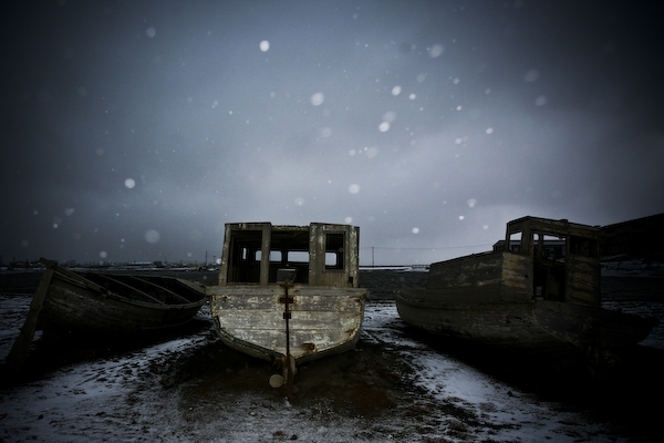 Deserted boats in Barrow Alaska 