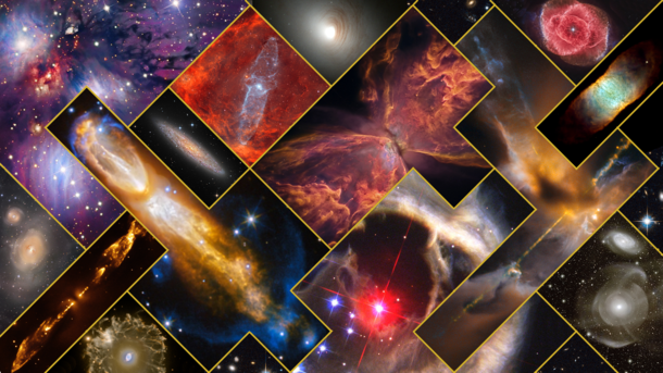 Desktop background I made from various Hubble images 