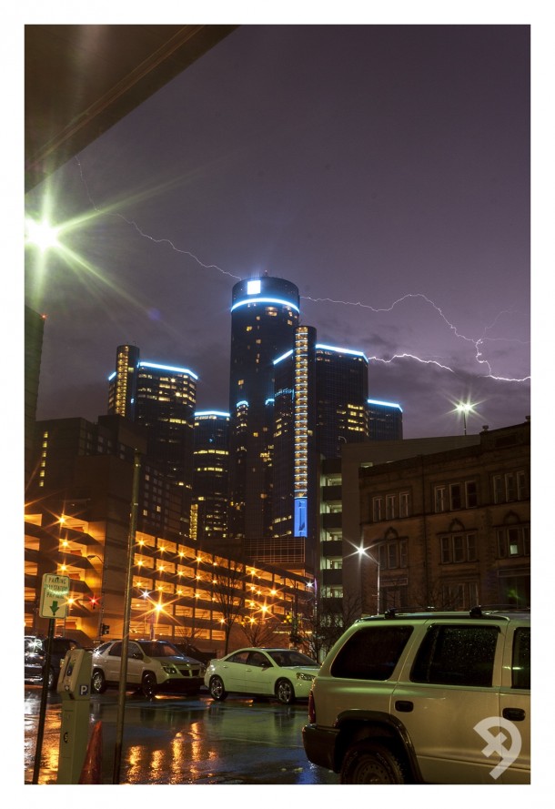 Detroit during a storm 