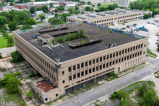 Detroits former post office later known as the Book Depository Photographed from Michigan Central Station in  