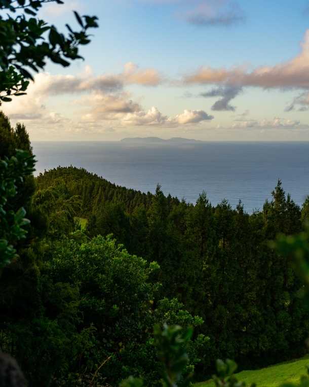 Distant view of the Graciosa island from a trail in Terceira Azores  m_a_russo