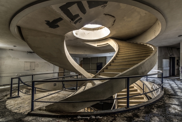 Double helix staircase in abandoned building  by Discovering The Past