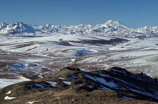Double Mountain left and Denali right - and  miles further away from the Savage Alpine Trail 