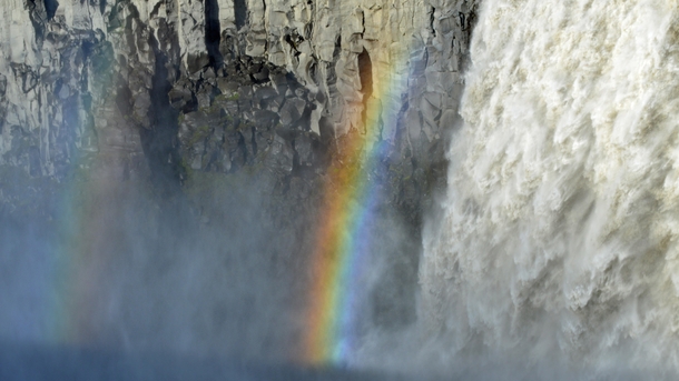 Double rainbow at Dettifoss waterfall Iceland x OC