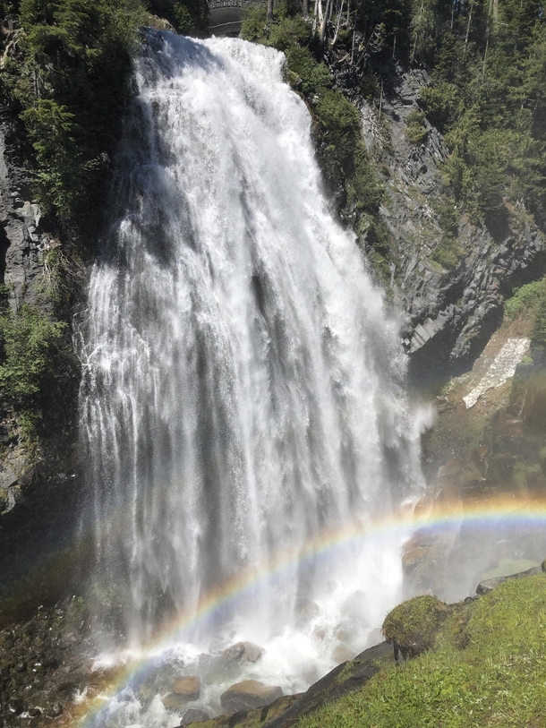 Double Rainbow at Narada Falls in Mount Rainier National Park 