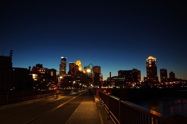 Downtown Minneapolis as viewed from the Stone Arch Bridge 