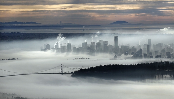 Downtown Vancouver in a sea of fog 