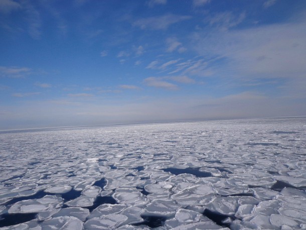 Drift ice off the coast of Abashiri Hokkaido Japan 