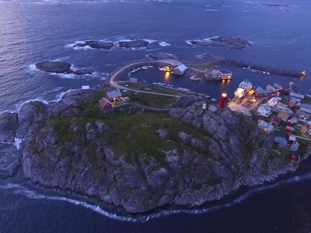 Drone over the island Ona - only  people living there  Norway