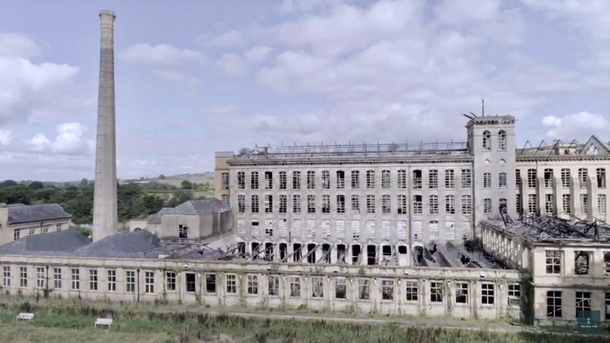 Drone shot from my explore of the abandoned Herdmans Mill in Northern Ireland Was once a famous linen mill but has been left derelict for many years Will leave a link in the comments if you want to see more