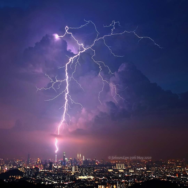 Drone View Lightning Strike in Malaysia
