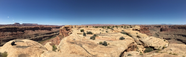 Dry hot air in Canyonlands Moab UT Note the twisting Colorado river Panoramic