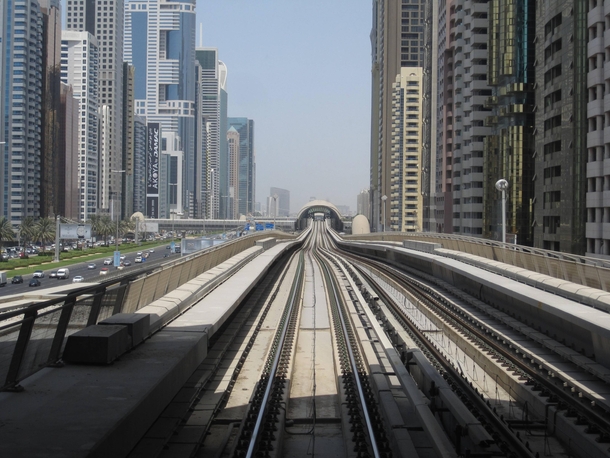 Dubai Metro Emirates Towers Station as seen from Financial Centre Station Red Line 