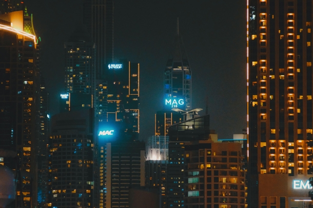 Dubai skylines at night