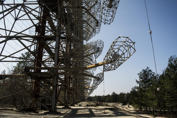 Duga- Radar - Chernobyl Massive radar station in the abandoned forrests of Chernobyl stretching almost  meters wide and  meters in height abandoned since 