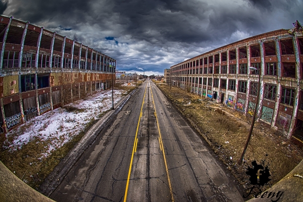 E Grand Boulevard and the Remains of the Packard Plant Detroit  by Jason Feeny