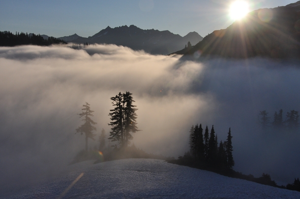 Early morning fog in the North Cascades  OC