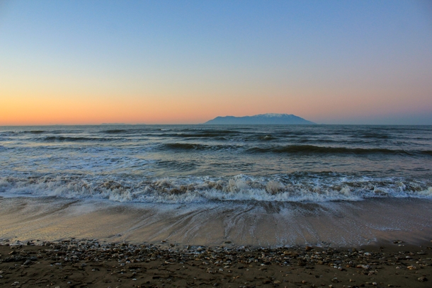 Early morning sunrise on the coast of Alexandroupoli Greece   x 