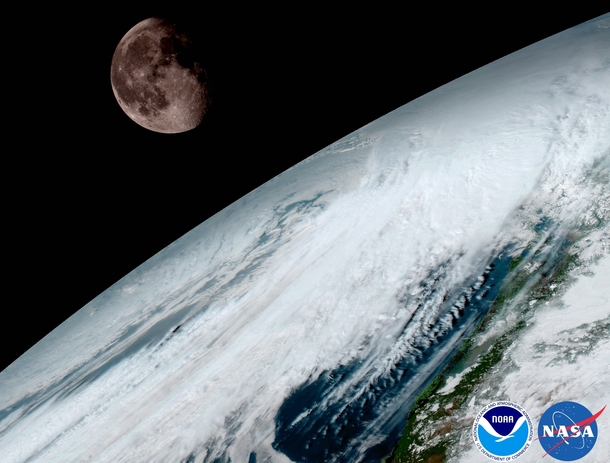 Earth amp Moon as pictured by GOES- launched as GOES-R from geostationary orbit 
