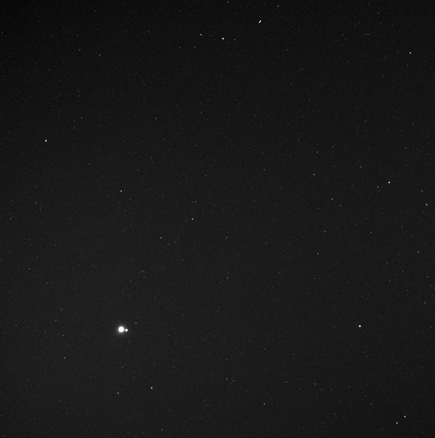 Earth and the moon as seen from the planet Mercury