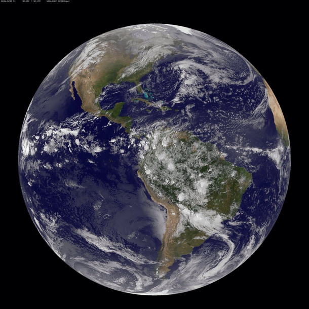 Earth as seen this morning  aka Earth Day by NOAAs GOES-East satellite at  am EDT  UTC 