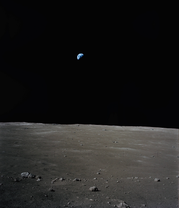 Earth photographed from the surface of the Moon by Apollo  Astronaut Jack Schmitt