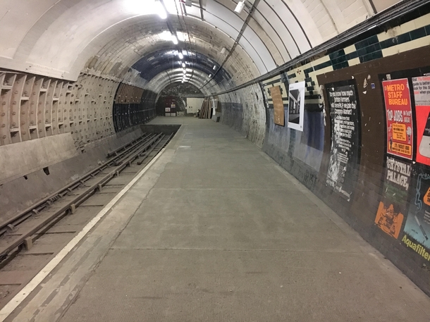 Eastern platform of Aldwych - taken out of use in  - rest of station closed 