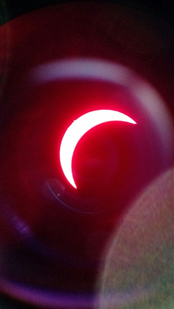 Eclipse seen through an H-alpha telescope 