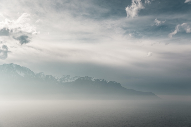 Eery vibe over Lake Geneva - Switzerland 