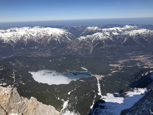 Eibsee Germany from the top of Zugspitze on a beautiful day x 