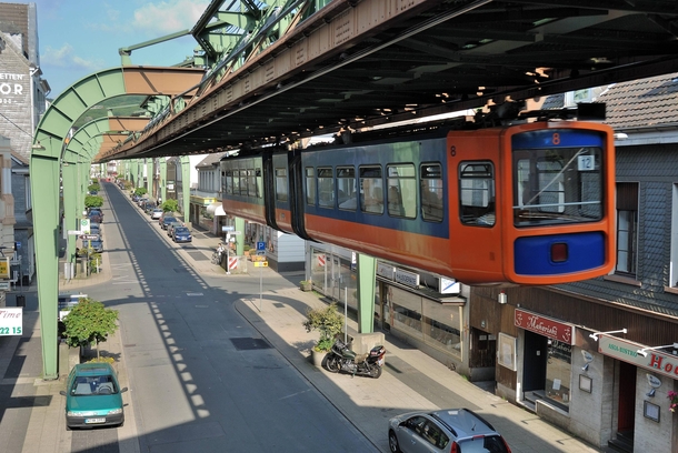Electric Elevated Railway Suspension Railway Installation Wuppertal Germany 