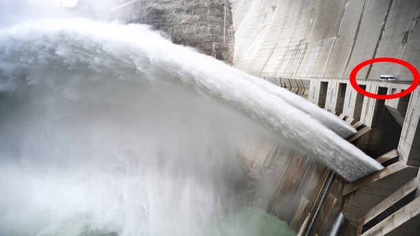 Emergency water discharge of Deriner Dam in North-Eastern Turkey