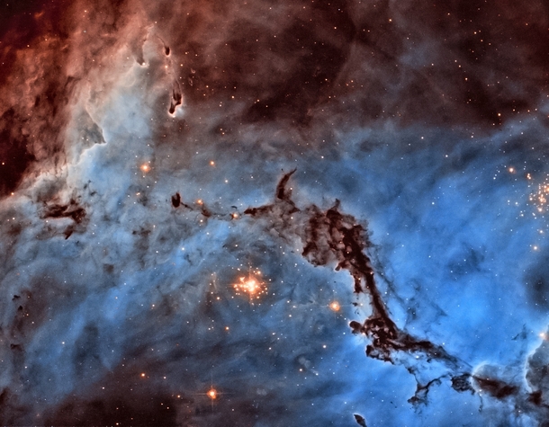 Emission nebula ESO -EN with an embedded star cluster deep inside the Large Magellanic Cloud  Image creditNASAESA and Josh Lake