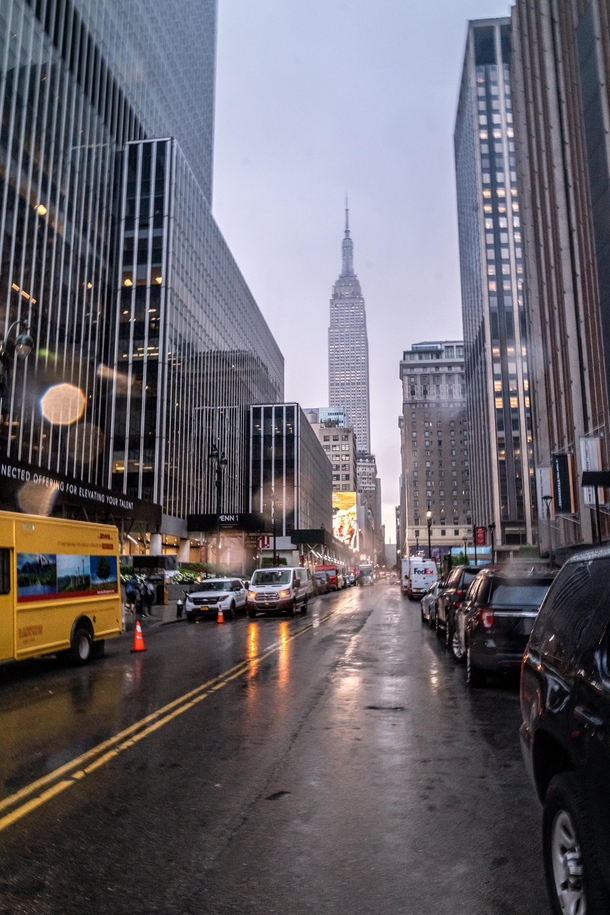 Empire state building during sudden showers
