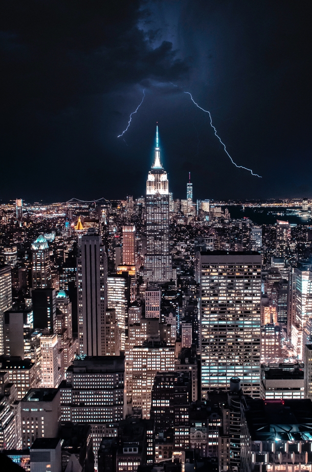 Empire State Building under Thunder Clouds