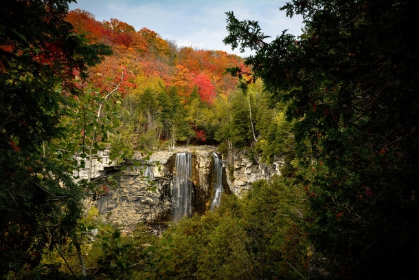 Eugenia Falls amongst the fall colours of Ontario Canada 
