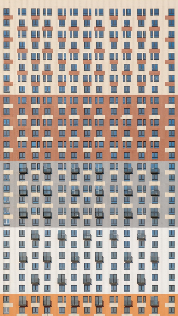 Facade of a modern residential building in Russia 