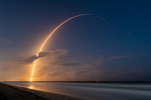 Falcon  lifts off from Cape Canaveral 