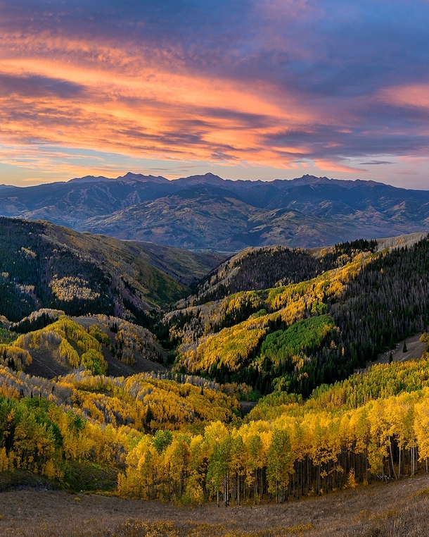 Fall Colors and Sunrise from Beaver Creek Point Colorado 