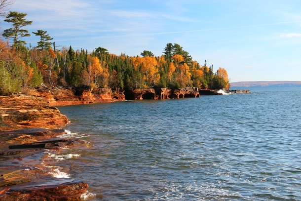 Fall colors on Devils Island Apostle Islands National Lakeshore Wisconsin 