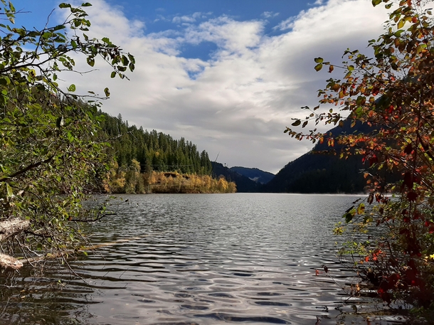 Fall colour contrast at Echo Lake British Columbia Canada 