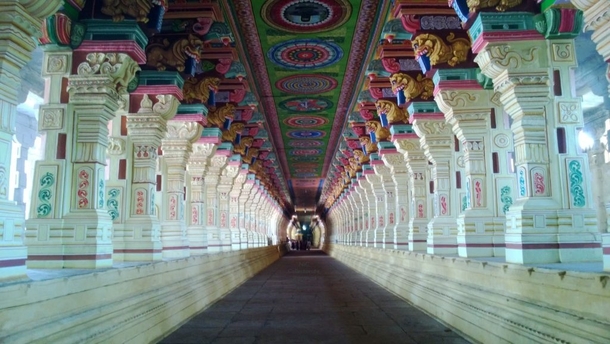 Famous Corridor of Ramanathaswamy Temple in India Built in Late Eighteenth Century