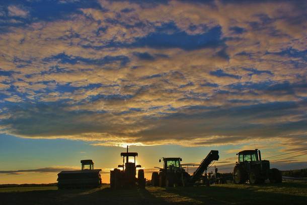 Farm Equipment at sunset Caribou Maine 