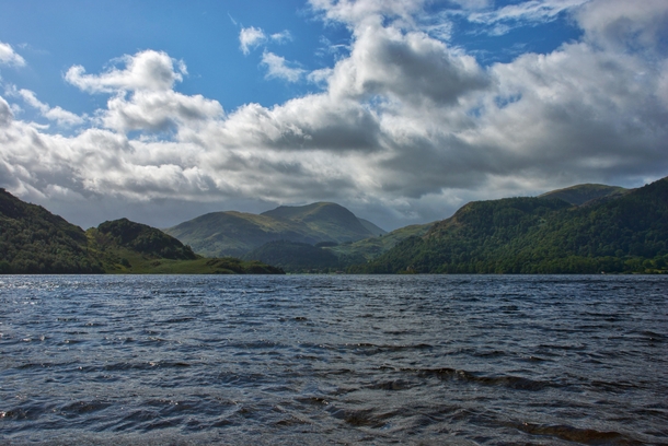 Fells viewed over Ullswater Lake District 