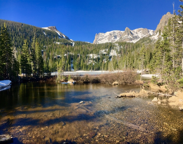 Fern Lake Rocky Mountain National Park mid May 