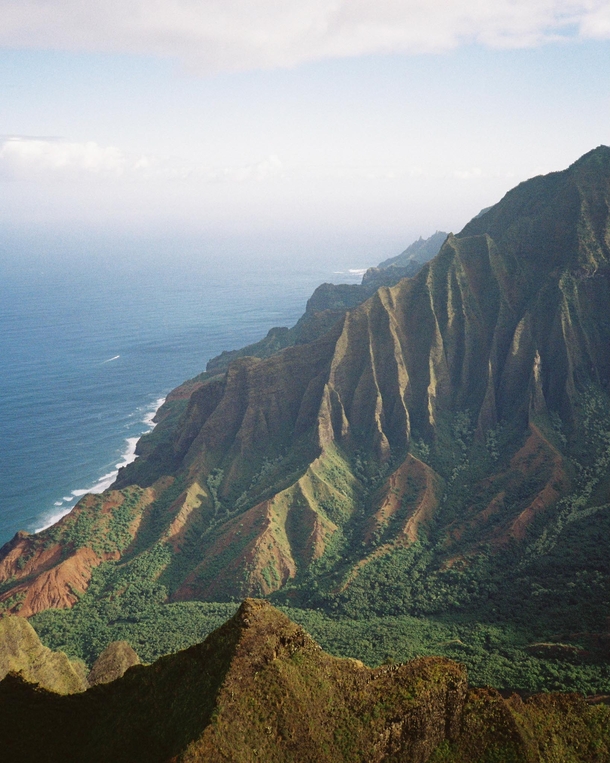 Film photo I took of Kalalau Valley and the Na Pali Coast as viewed from Kalepa Ridge Trail - Kauai Hawaii 