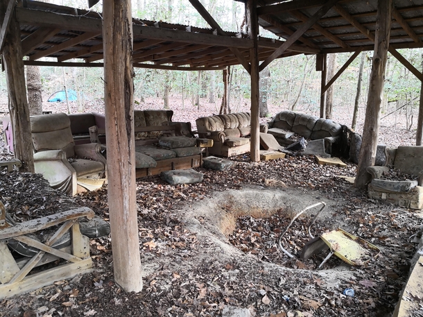 Fire pit in abandoned military base in seagrove NC