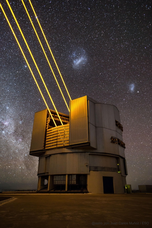 Firing Lasers to Tame the Sky   Image Credit amp Copyright Juan Carlos Muoz  ESO