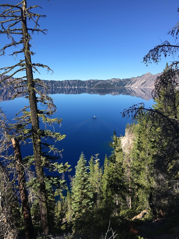 First Boat Across Crater Lake - Oregon 